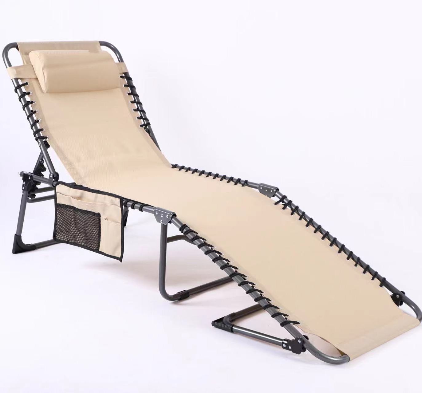 Outdoor luxury fabric extended wild folding nap bed four adjustable comfortable with pillows hanging rope recliner lounges bed