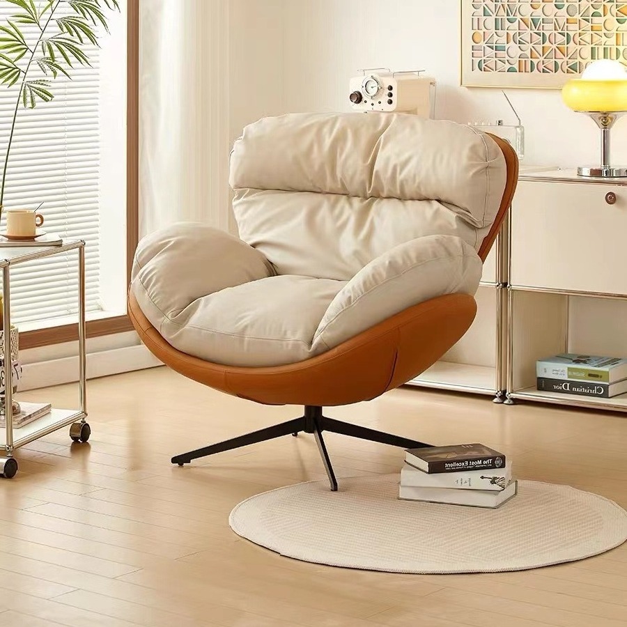 Eggshell chair nordic single sofa swivel chair living room bedroom iron wrought light luxury home lazy back tiger chair