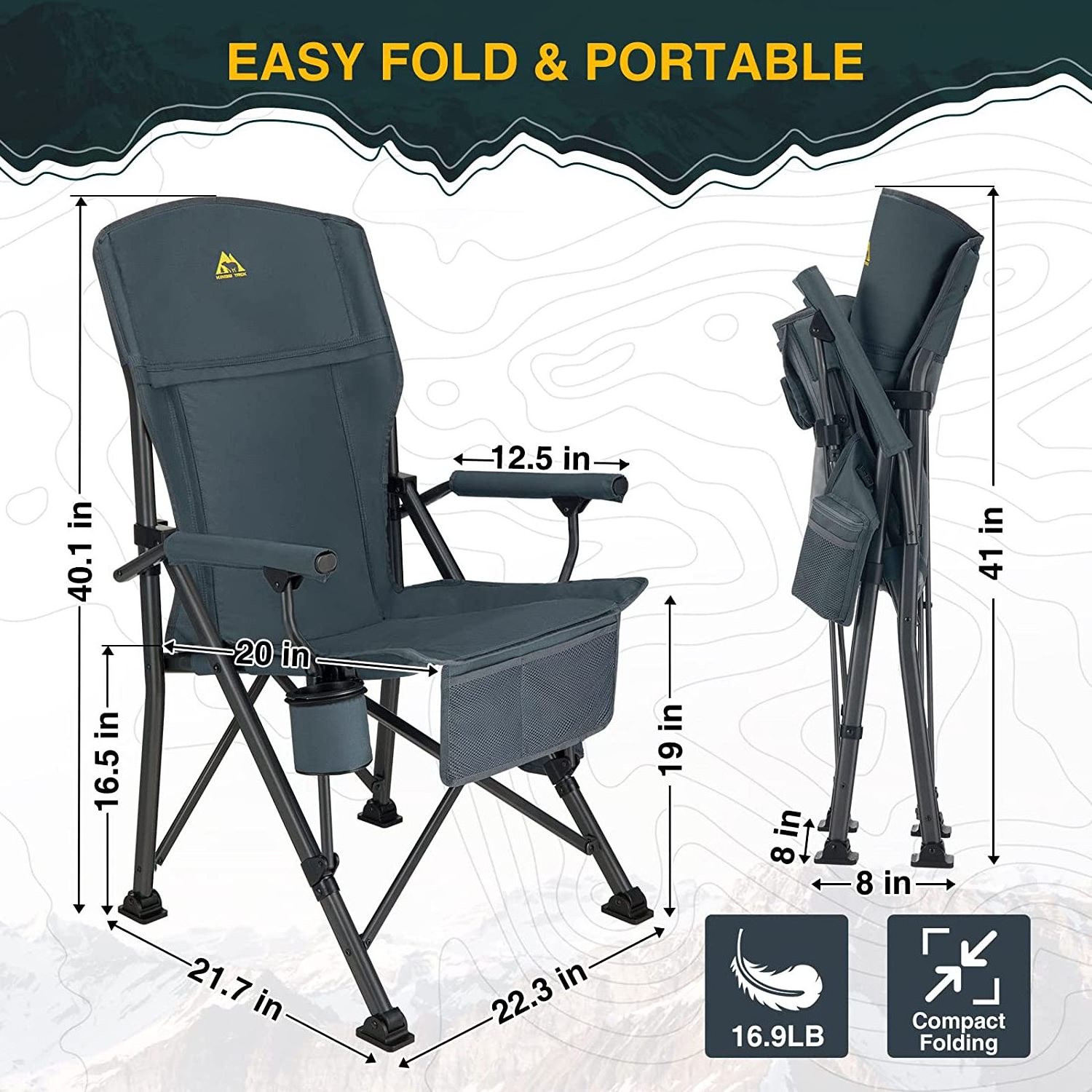 Camping Chair Heated with Battery ,Heavy Duty Portable Folding Camp Seat for Outdoor Sports, Beach, Picnics