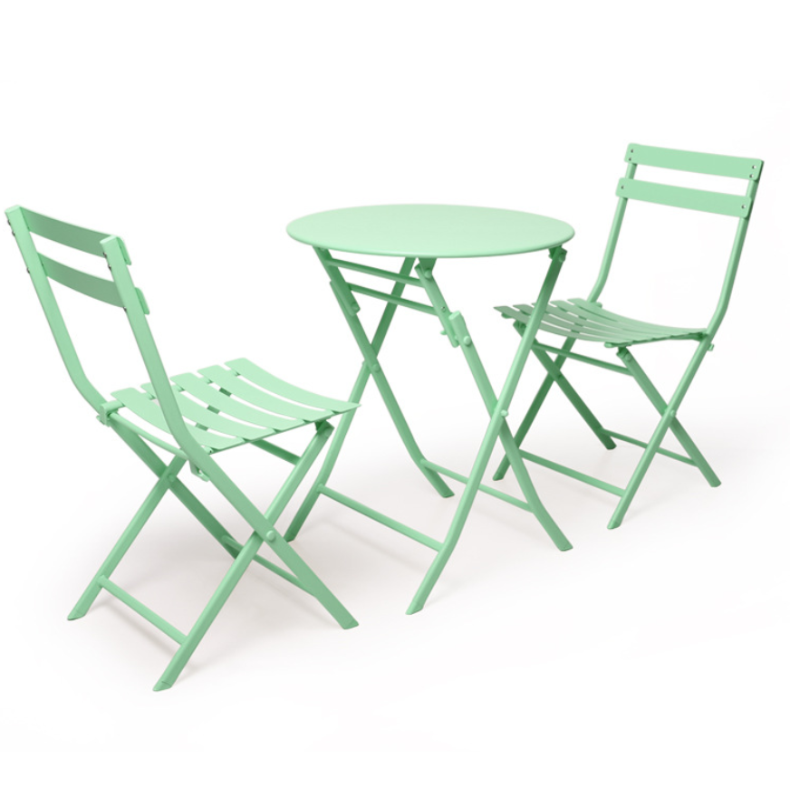 Outdoor Garden patio restaurant furniture high quality light weight heavy duty bistro comfortable metal folding table chairs set