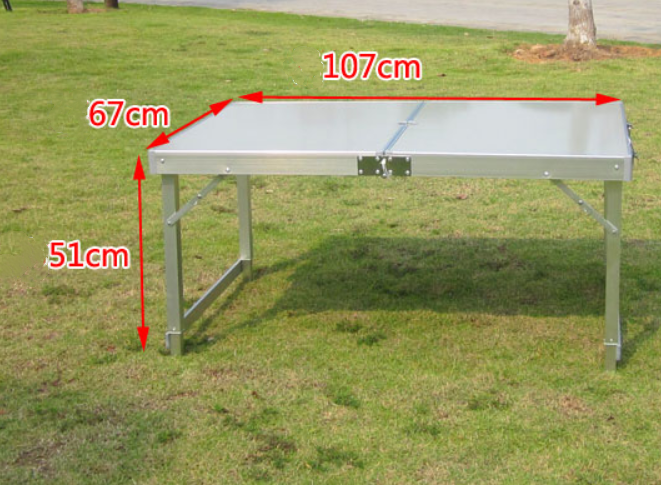 4 Person Aluminum Folding Suitcase Picnic Table and Chair Set with Umbrella Hole Camping Table