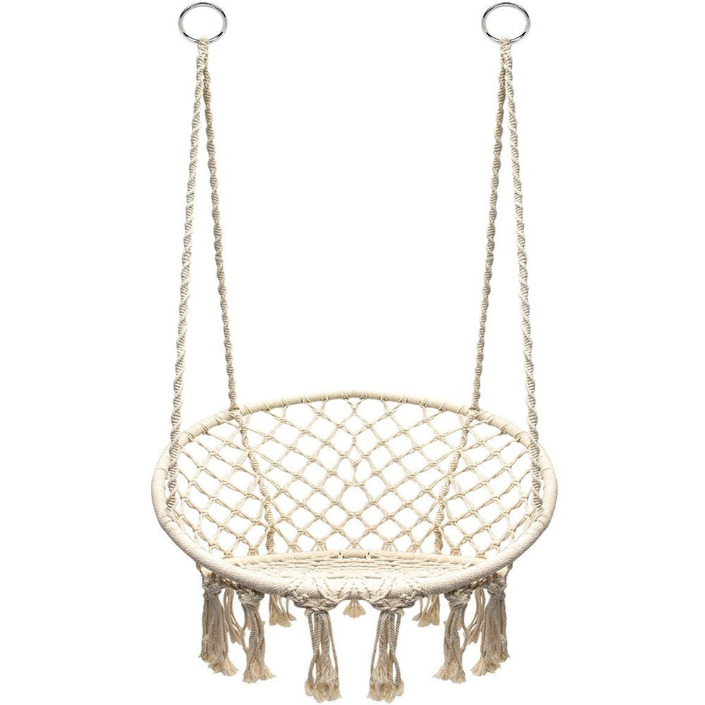 Modern Macrame Swing Chair Fabric Hammock Swing Chair for Indoor Outdoor for Garden Park Hanging Cotton Rope Canvas Material