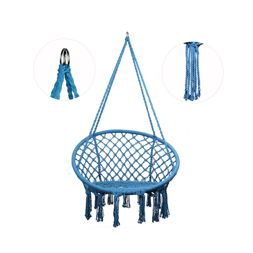 Modern Macrame Swing Chair Fabric Hammock Swing Chair for Indoor Outdoor for Garden Park Hanging Cotton Rope Canvas Material