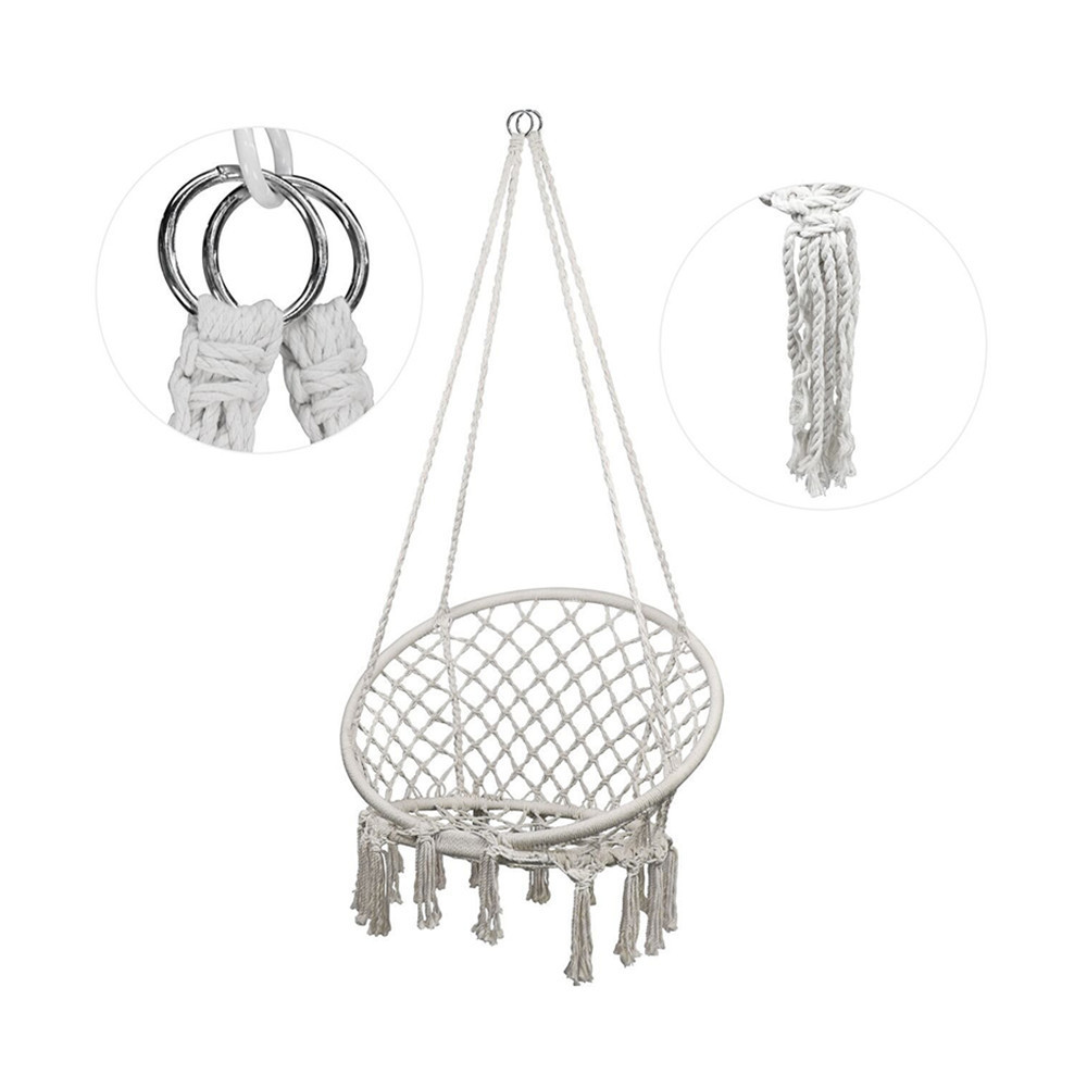 Modern Macrame Swing Chair Fabric Hammock Swing Chair for Indoor Outdoor for Garden Park Hanging Cotton Rope Canvas Material