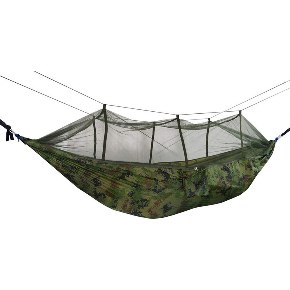 Outdoors Jungle Explorer Portable Double Camping Hammock with Removable Mosquito Bug Net and Tree Straps