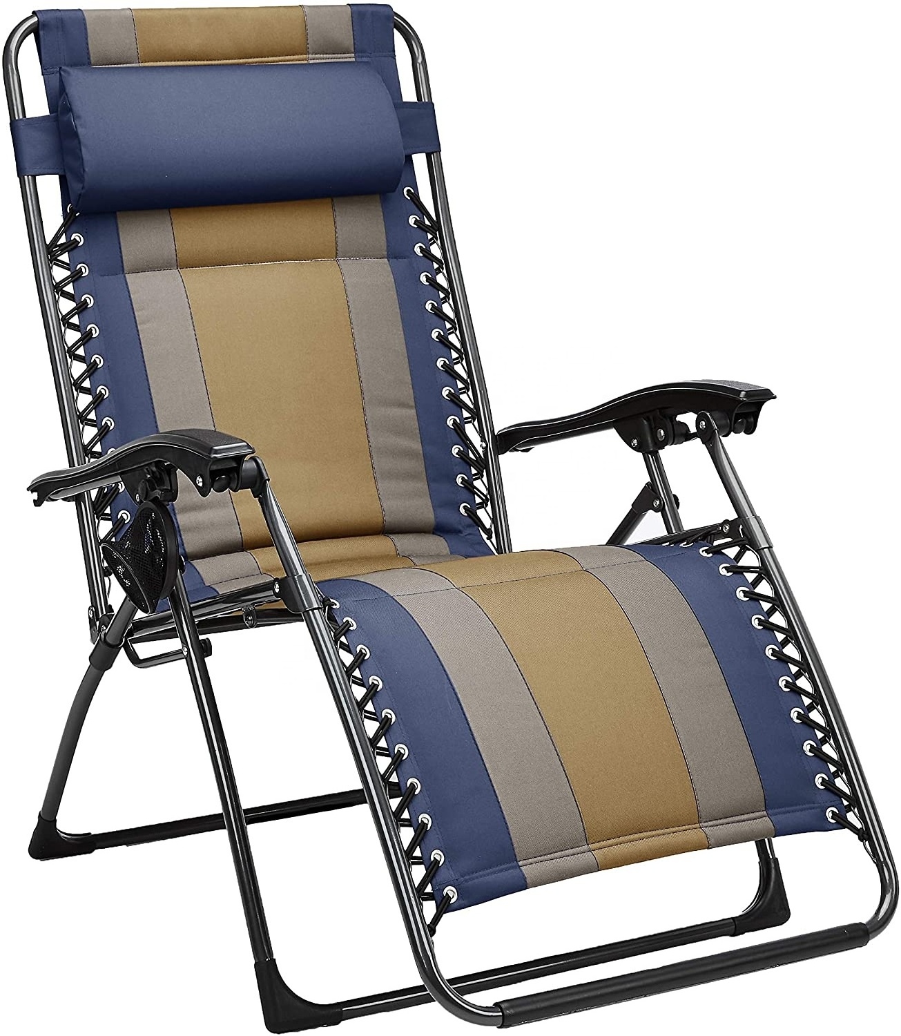 Outdoor Adjustable padded Zero Gravity Lounge Chair Recliners for Patio, Pool, beach chair, sun lounger w/Cup Holder