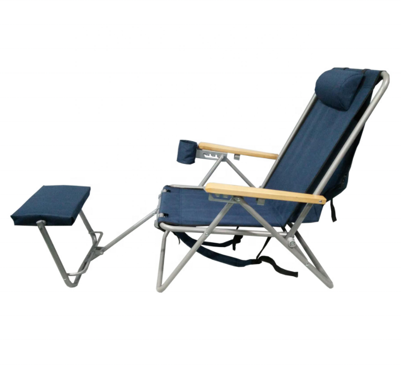 Folding Beach Chair with footrest ,sun lounger,camping chair Reclining portable Backpack