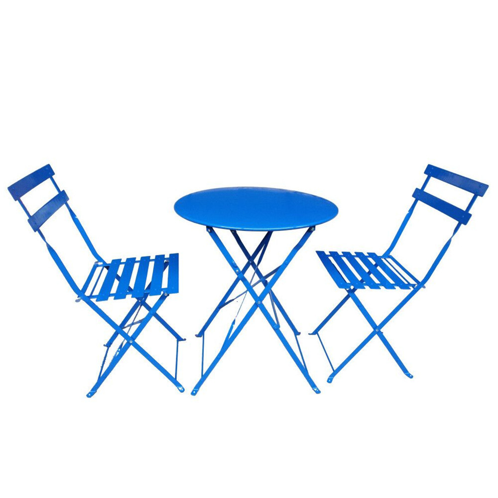 Outdoor Garden patio restaurant furniture high quality light weight heavy duty bistro comfortable metal folding table chairs set