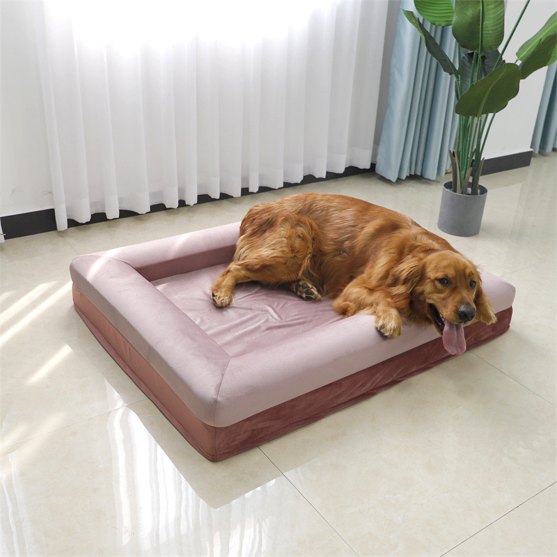 Fashion pink purple rectangle large kennel leather dog bed dog mat