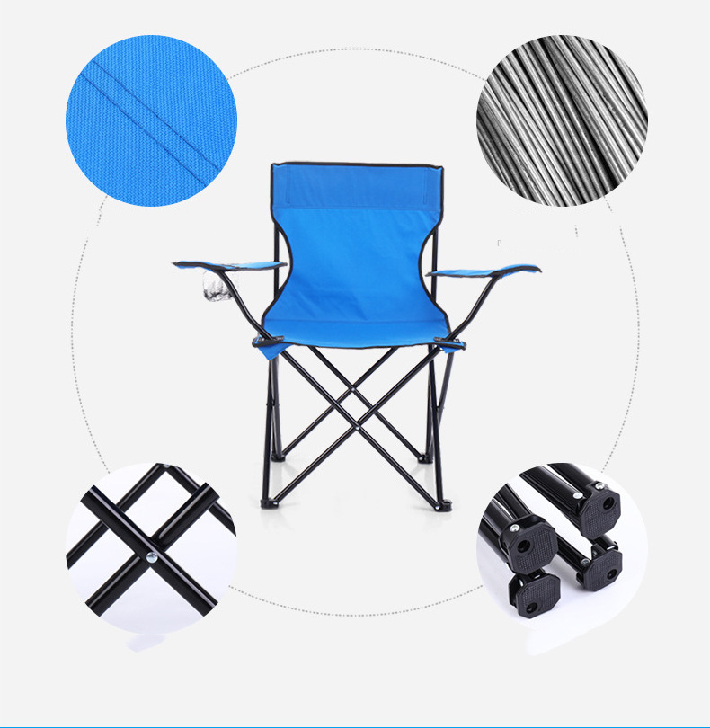 Heavy Duty Folding Camping Chairs, Lawn Chair,Lumbar Back Support  Quad Arm Chair Armrest Cup Holder