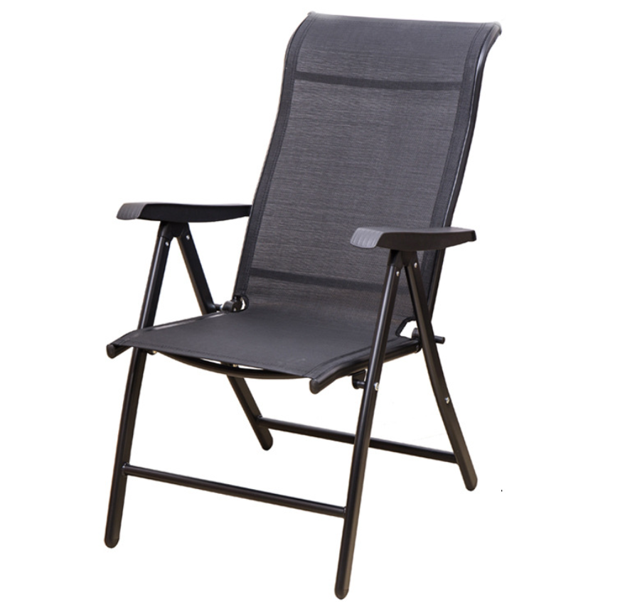 Lightweight Outdoor Metal Frame Folding Patio Garden Recliner Teslin Chair With Footrest