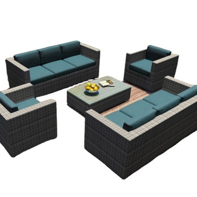 Patio Furniture Sets All-Weather Outdoor Sectional Sofa Manual Weaving Wicker Rattan Conversation Set w/Cushion&Glass Table