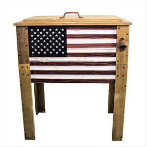 Outdoor Wooden Patio Beverage Cooler table for Porch, Deck or Patio - -57 Qt Backyard Expressions