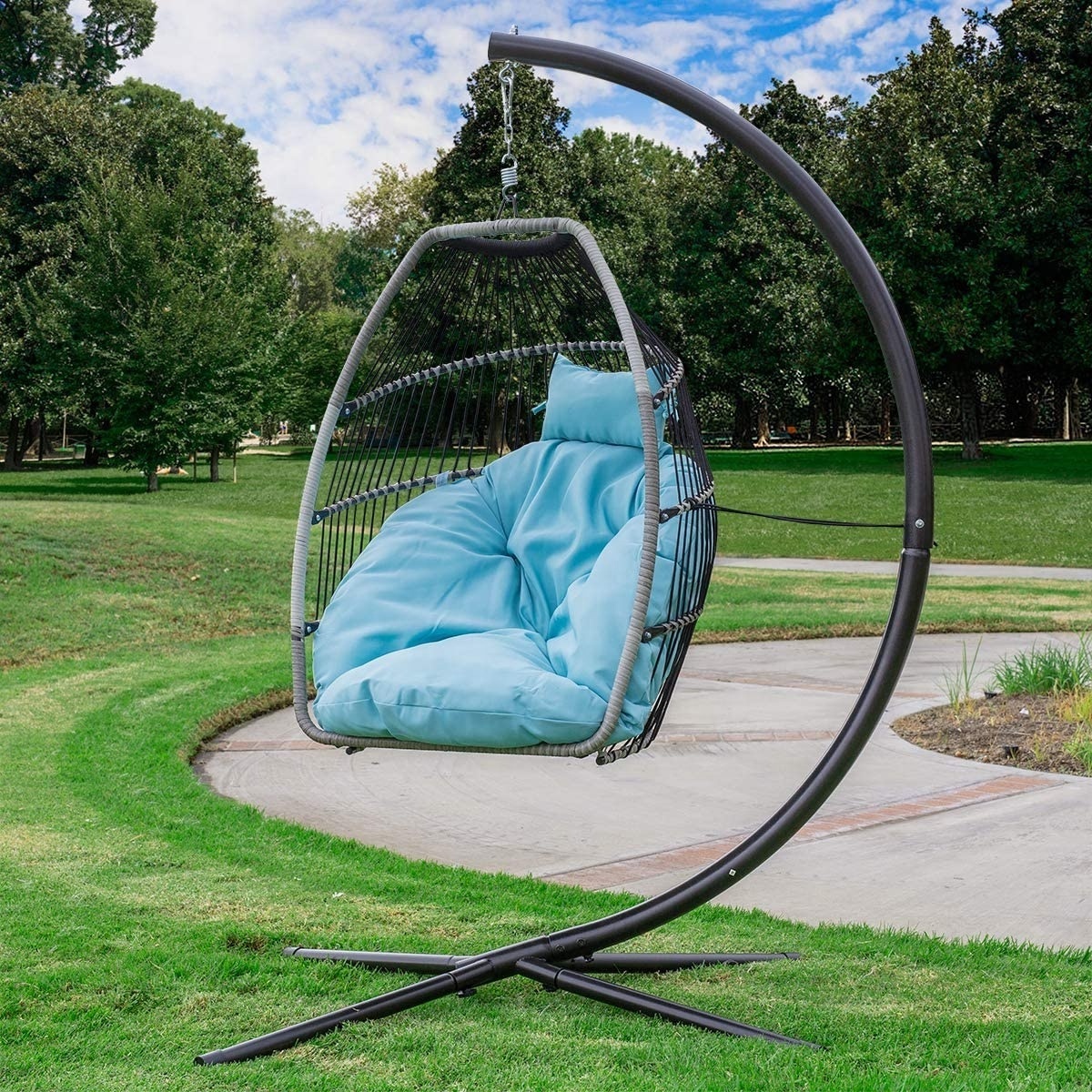 Deluxe Hanging Chair Swing Egg Chair X-Large Seat UV Resistant Soft Deep Cushion Relaxing Basket Chair