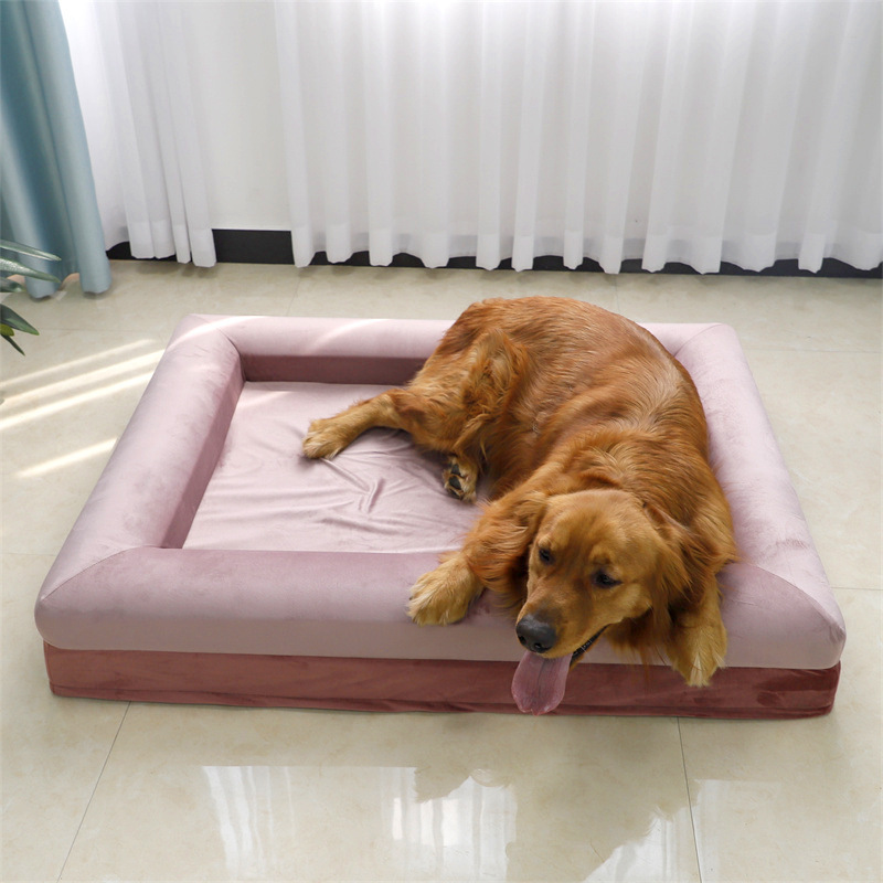 Fashion pink purple rectangle large kennel leather dog bed dog mat