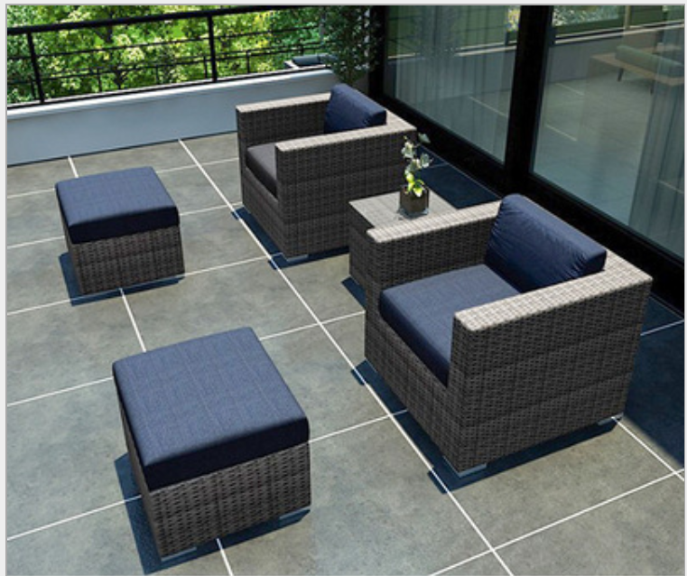 Patio Furniture Sets All-Weather Outdoor Sectional Sofa Manual Weaving Wicker Rattan Conversation Set w/Cushion&Glass Table