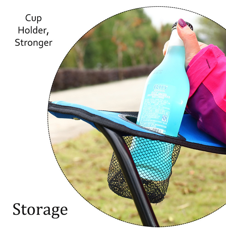 Heavy Duty Folding Camping Chairs, Lawn Chair,Lumbar Back Support  Quad Arm Chair Armrest Cup Holder