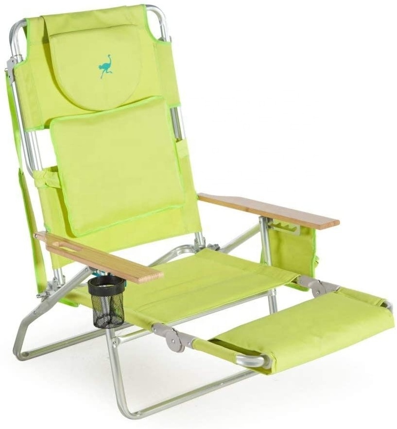 Outdoor Adjustable Folding Beach Chair aluminum high quality camping chair with footrest comfortable