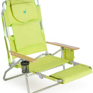 Outdoor Adjustable Folding Beach Chair aluminum high quality camping chair with footrest comfortable