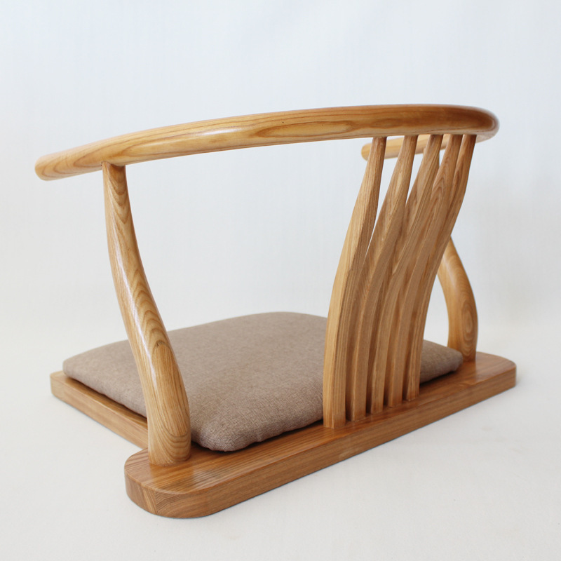 Bed back tatami chair washitsu bay window chair Japanese-style bed solid wood footless chair