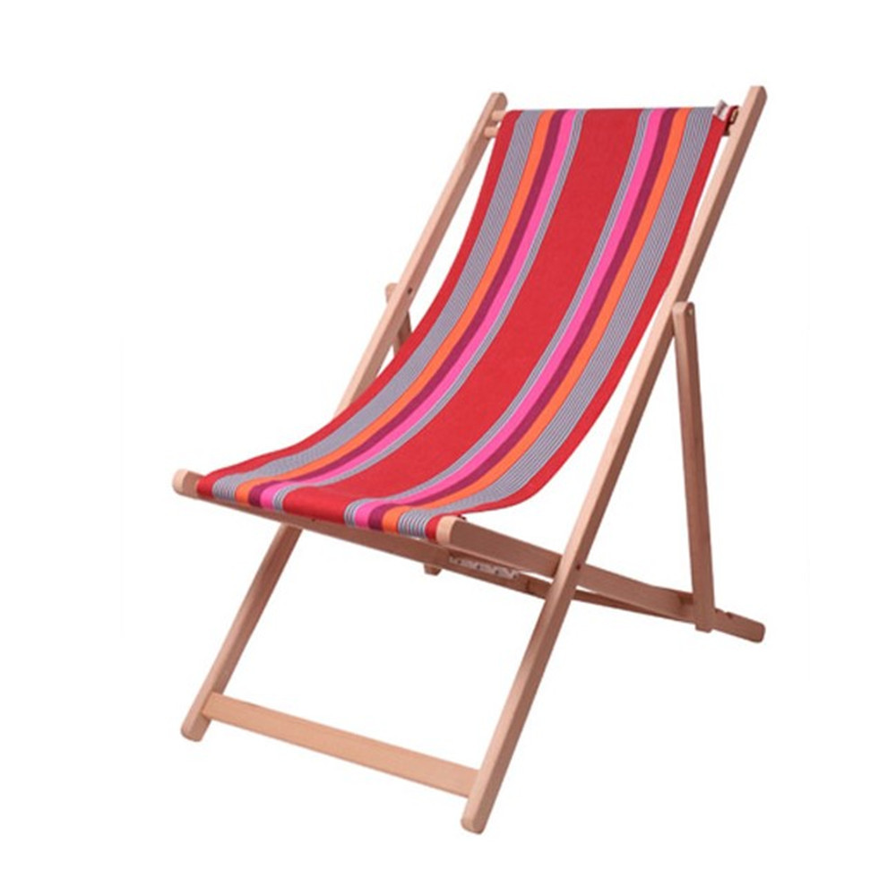 Factory custom logo printed outdoor folding foldable wooden canvas beach deck chair