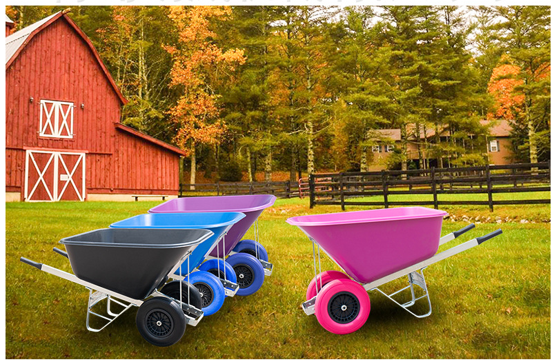 Wheelbarrow construction site agricultural sand construction big dump garden manpower waste handling double wheelbarrow