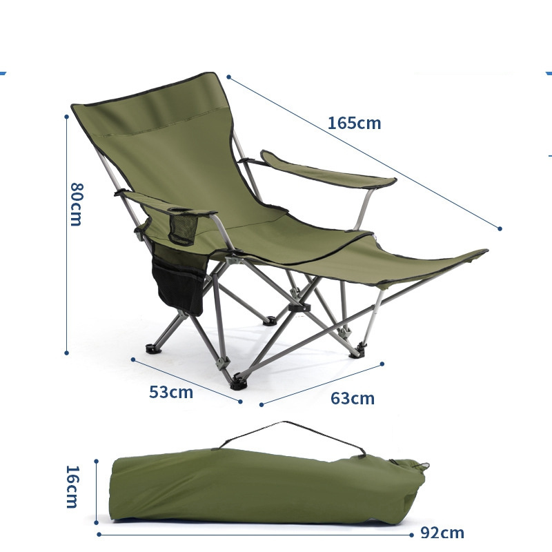 Outdoor portable sit and recline folding chair with foot rest beach armchair recreational camping sketching chair Fishing lounge