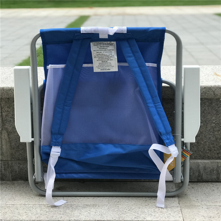 Modern Outdoor Portable Backpack Beach Chair Soft Leisure Recliner with Thickened Steel Pipe Oxford Cloth Foldable for Park Use