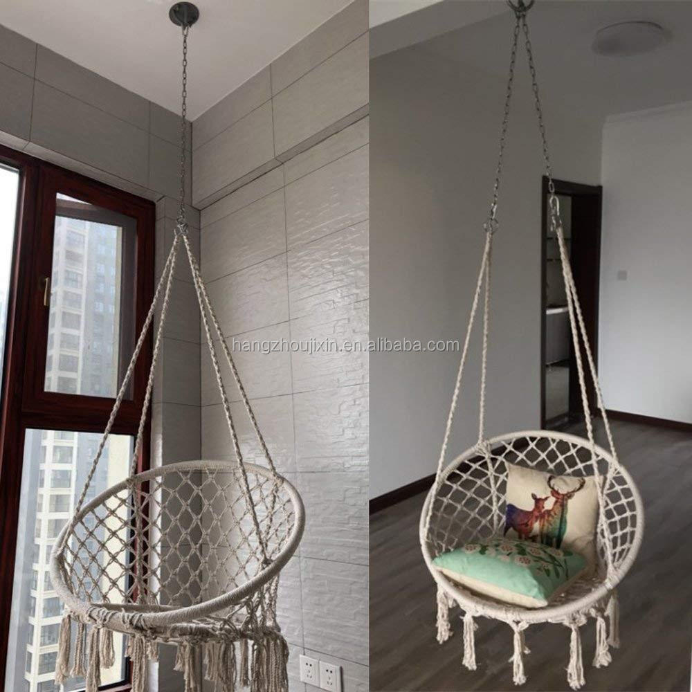 Outdoor Patio Swing Polycotton Rope hanging, garden hanging chair, bedroom hammock picnic swing chair.