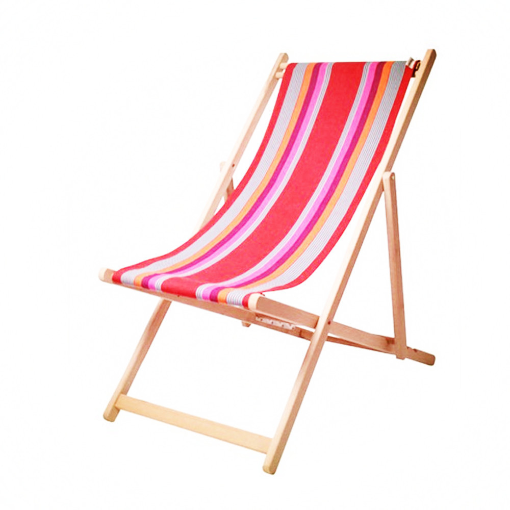 Factory custom logo printed outdoor folding foldable wooden canvas beach deck chair