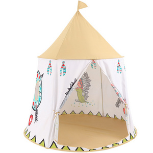 Triangle Children's Indian Style Tent Kids Play Tent Indoor-Outdoor Princess Castle Yurt Baby Family Independent Play