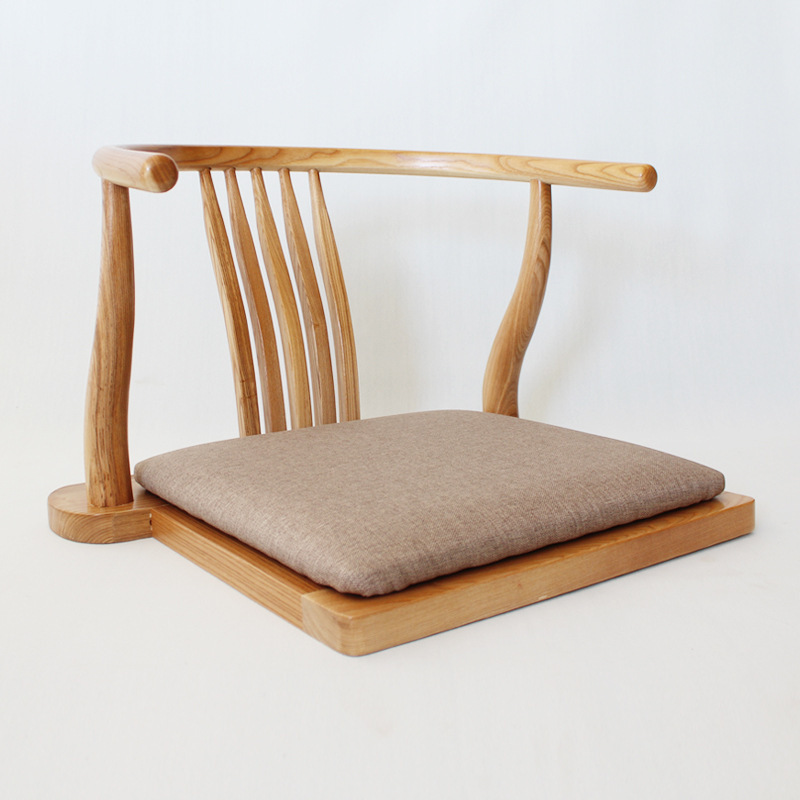 Bed back tatami chair washitsu bay window chair Japanese-style bed solid wood footless chair