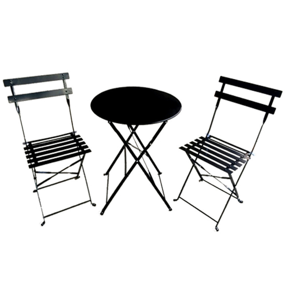 Outdoor Garden patio restaurant furniture high quality light weight heavy duty bistro comfortable metal folding table chairs set