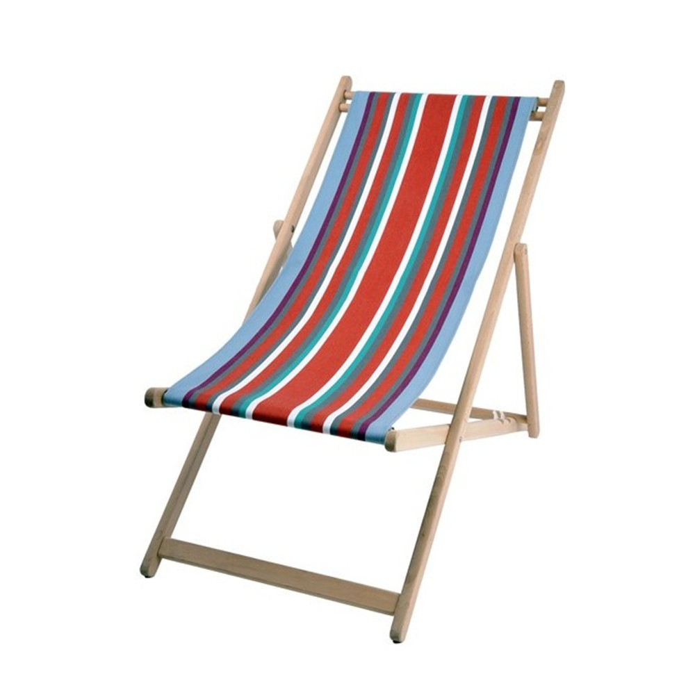 Factory custom logo printed outdoor folding foldable wooden canvas beach deck chair