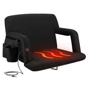 POP Design The Original Hot Seat, Portable Heated Stadium chair for Bleachers, Reclining Arm and Back Support, Thick Cushion