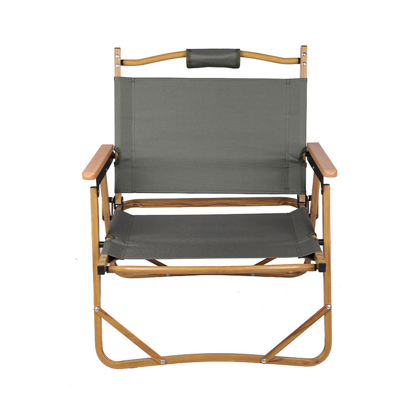 Hot Selling Modern Design Kermit Folding Stool Portable Wood Chair Aluminum Tube Alloy Outdoor Picnics Dining Camping Beach Use