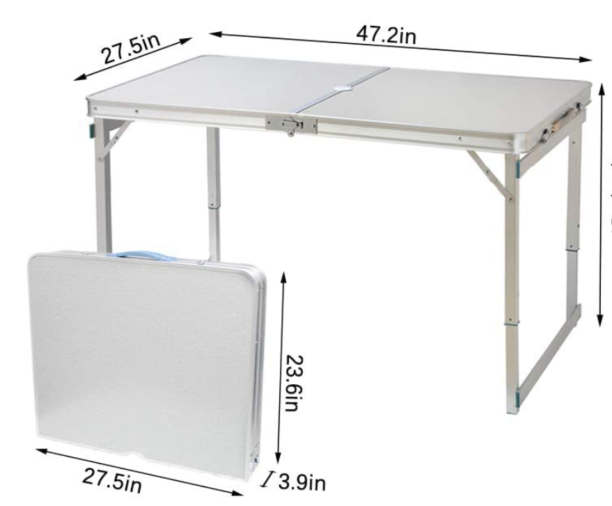 4 Person Aluminum Folding Suitcase Picnic Table and Chair Set with Umbrella Hole Camping Table