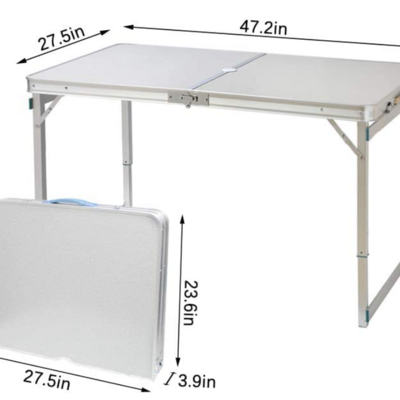 4 Person Aluminum Folding Suitcase Picnic Table and Chair Set with Umbrella Hole Camping Table