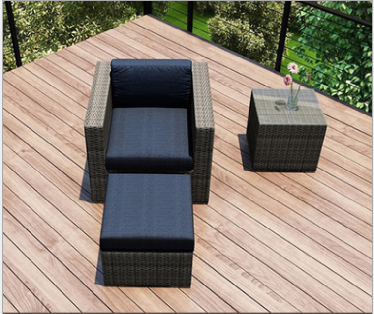 Patio Furniture Sets All-Weather Outdoor Sectional Sofa Manual Weaving Wicker Rattan Conversation Set w/Cushion&Glass Table