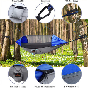 Camping Hammock with Mosquito NetLightweight Travel Hammock 2 Person with Shade Cloth 2 Wind Ropes & Ground Stakes