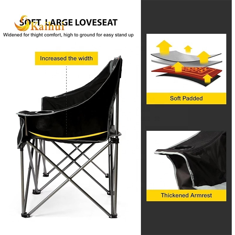 Oversized Fully Padded Camping Chair Folding Loveseat Camping Couch Double Duo Chair