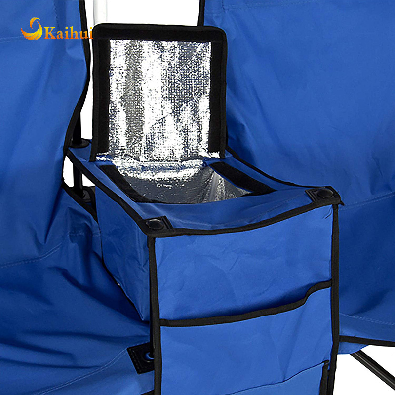 Double Folding Chair With Umbrella Table Cooler Fold Up Beach Camping Chair