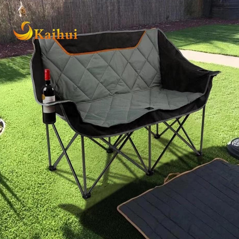 Oversized Fully Padded Camping Chair Folding Loveseat Camping Couch Double Duo Chair