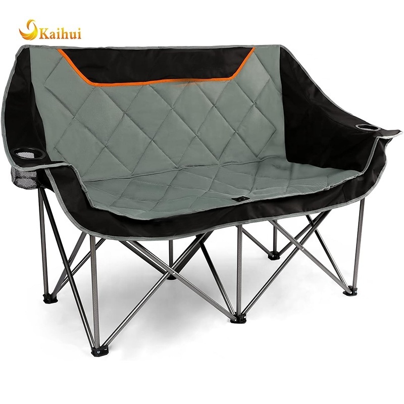 Oversized Fully Padded Camping Chair Folding Loveseat Camping Couch Double Duo Chair