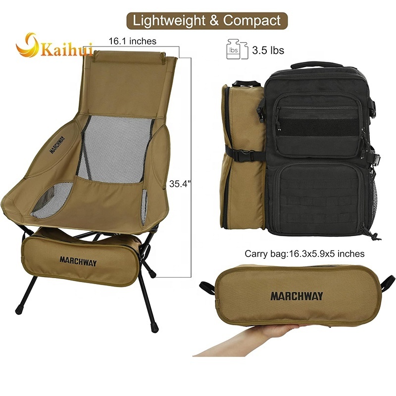 Lightweight Folding High Back Camping Chair with Head Support, Stable Portable Compact for Outdoor Camp