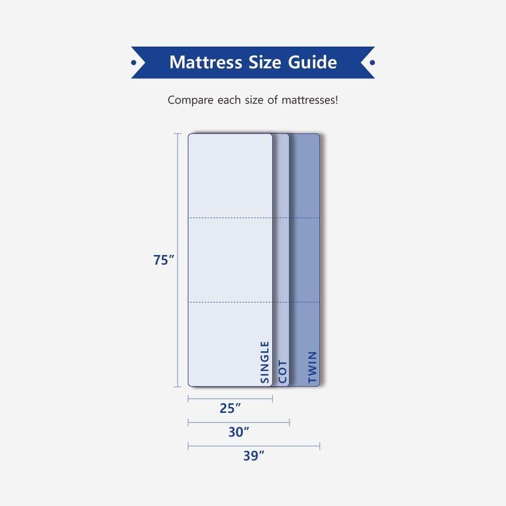 Tri-Folding Memory Foam Mattress Topper - Trifold Foam Mattress Topper with Removable Cover - Compact and Easy to Storage