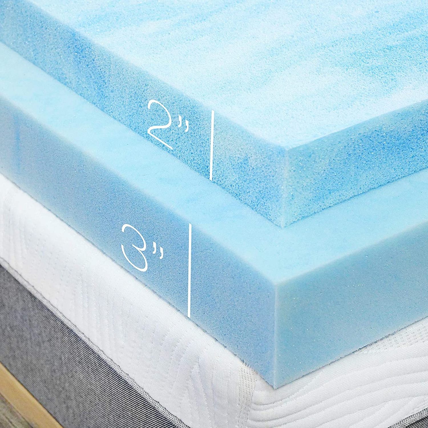 3 Inch Gel  Infused Memory Foam Mattress Topper - Ventilated Design - 7-Zone Design