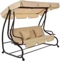 Garden Patio Swing Chair Luxury 3 Seater Outdoor Folding Hammock With Canopy Porch Swing with Removable Thicken Cushion