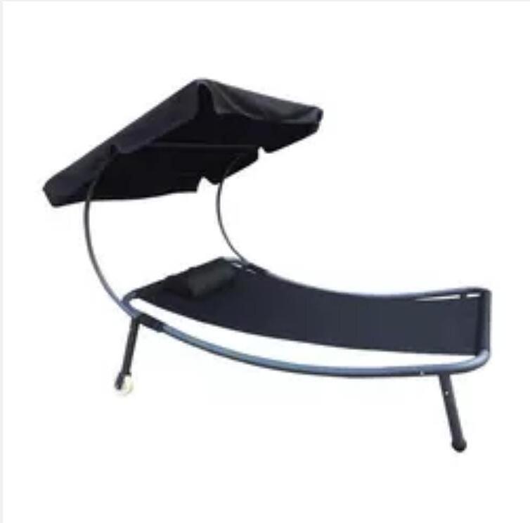 2 Seater Garden Patio  Swing  Chair With 2 Wheels And Canopy  Outdoor Furniture Double Sun Lounger