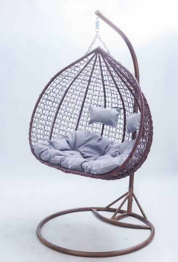 Double Seater Basket Hanging Chair 2 person Egg Swing Rattan Hammock  With Stand Gareden Furniture Nest Basket